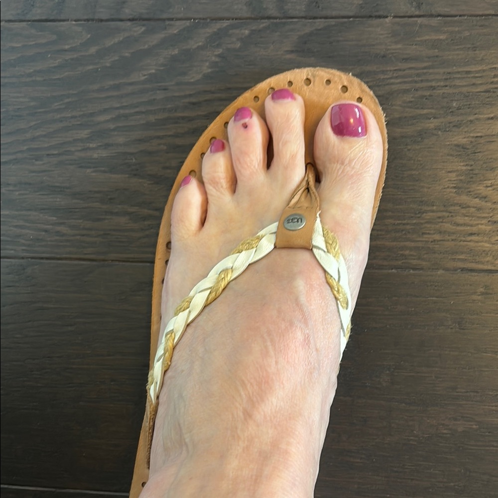 UGG Tan and Cream Sandals with Braided Design